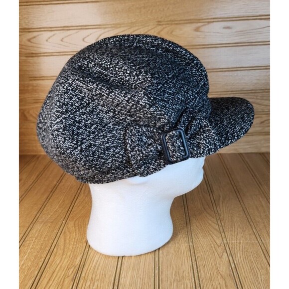 Nine West Womens Black Cadet Cabbie Newsboy Cap Hat With Black Bow Cute ! - Picture 4 of 7